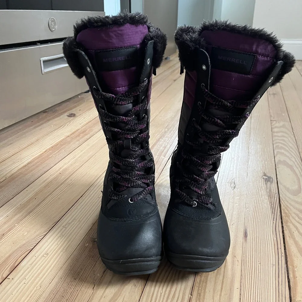 Merrell Winterbelle Waterproof Boots Womens 6.5‎ Black Purple Insulated J68114